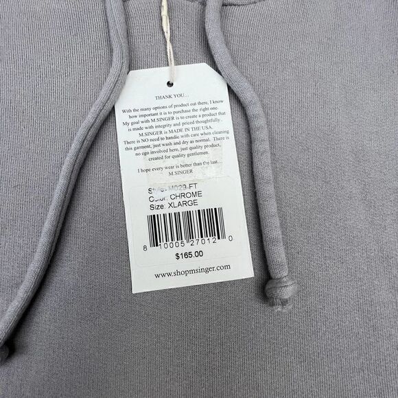 New M. Singer Men US XL Chrome Hoody Casual Relaxed Pullover Sweatshirt  - Picture 8 of 10